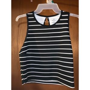 Striped Keyhole-back Crop Top